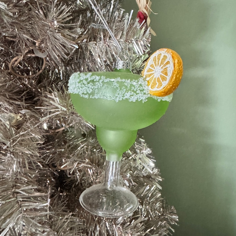 Free- Green Margarita Glass Ornament